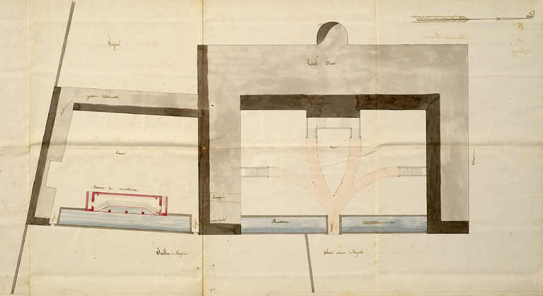 Plan masse de l'Hôtel-Dieu, 1857.