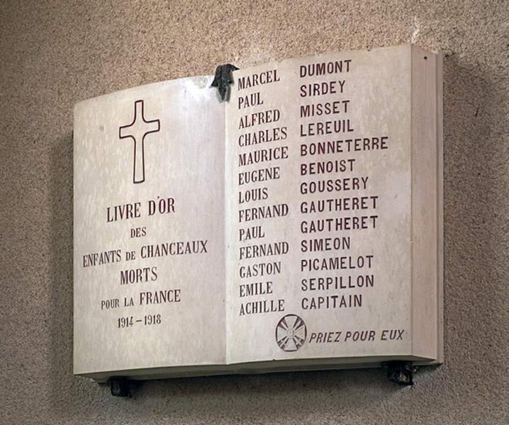 Plaque commémorative de la guerre de 1914-1918.