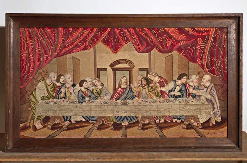 Tableau de broderie au petit point : La Cène.