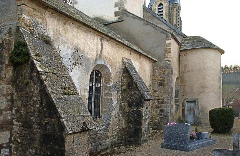 Elévation gauche du choeur et tourelle d'escalier menant à l'ancien clocher.