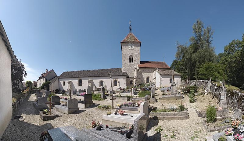 Elévation sud et cimetière.