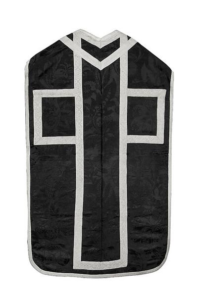 Ornement noir (chasuble, étole, manipule, voile de calice, bourse de corporal)