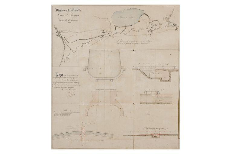 'Projet pour la construction de trois ponts pour la desserte des propriétés riveraines sur les rigoles de remplissage et de prise d'eau du réservoir de Panthier '. Ce projet concerne les ponts des Pasquiers, de la Clef, des prés Veau Roger.