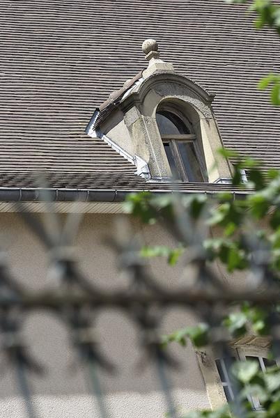 Façade sur cour de l'aile gauche : lucarne.