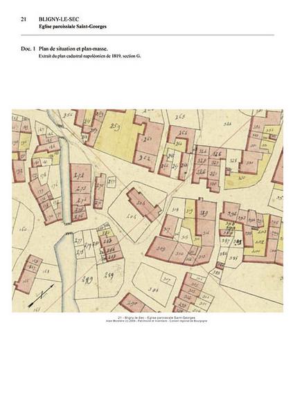 Plan de situation, extrait du plan cadastral de 1819, section G.