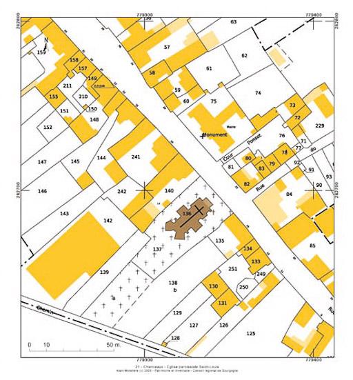 Plan de situation et plan-masse, extrait du plan cadastral au 1:1000e de 2007, section OE.