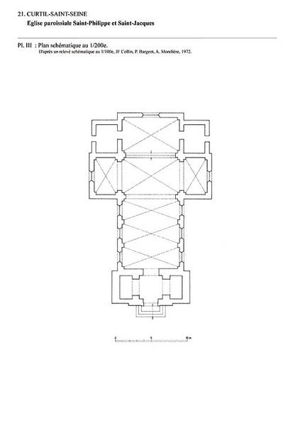 Plan schématique au 1:200e d'après un relevé schématique au 1:100e.