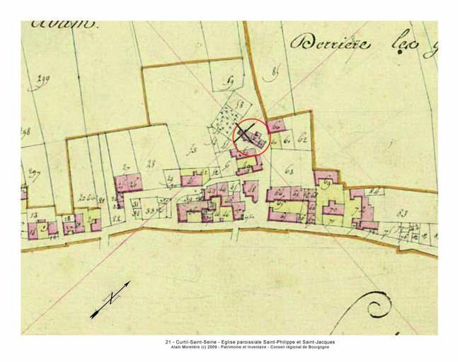 Plan de situation et plan-masse, extrait du plan cadastral napoléonien de 1812, section C.