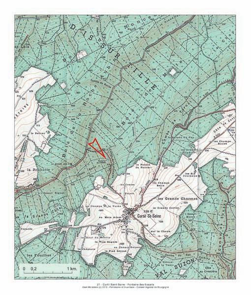 Plan de localisation, extrait de la carte topographique de l'IGN au 1:25000e.