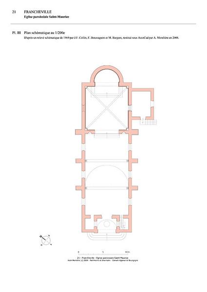 Plan schématique au 1:200e d'après un relevé schématique de 1969. Restitution sous AutoCad.