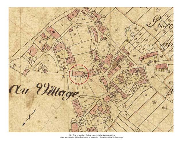 Plan de situation et plan-masse, extrait du plan cadastral napoléonien de 1812, section C.