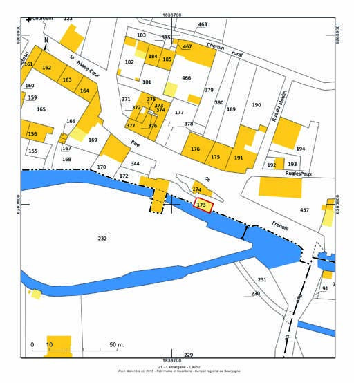 Plan de situation et plan-masse, extrait du plan cadastral au 1:1000e de 2007, section I.