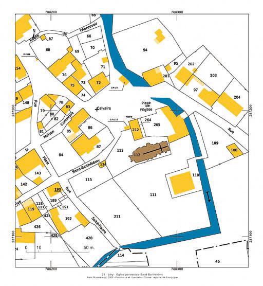 Plan de situation et plan-masse, extrait du plan cadastral au 1:1000e de 2007, section AB.