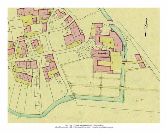 Plan de situation et plan-masse, extrait du plan cadastral napoléonien de 1813, section E.