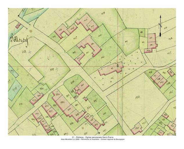 Plan de situation et plan-masse, extrait du plan cadastral napoléonien de 1812, section H.