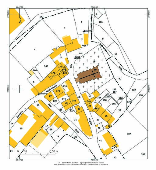 Plan de situation et plan-masse, extrait du plan cadastral de 2007 au 1:1000e, section AH.