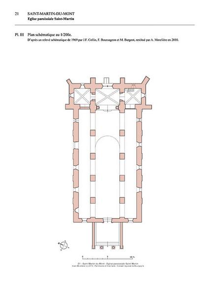 Plan schématique au 1:200e, d'après un relevé schématique de 1969, restitué sous AutoCad en 2010.