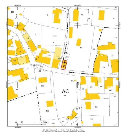 Plan de situation et plan-masse, extrait du plan cadastral au 1:1000e de 2007, section AC.