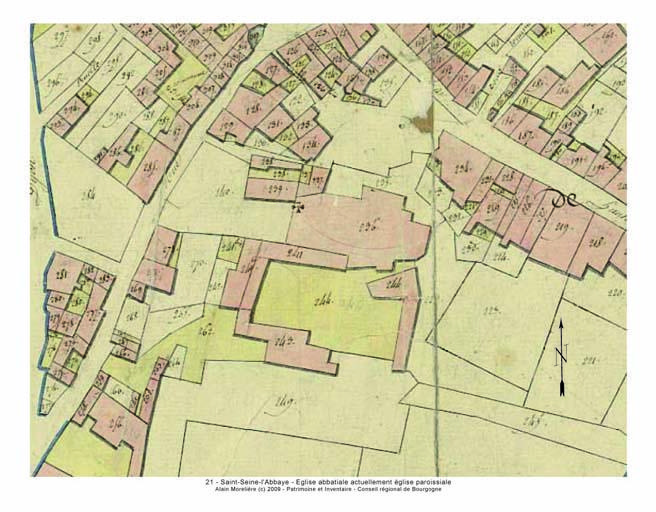 Plan de situation et plan-masses, extrait du plan cadastral napoléonien de 1812, section C.