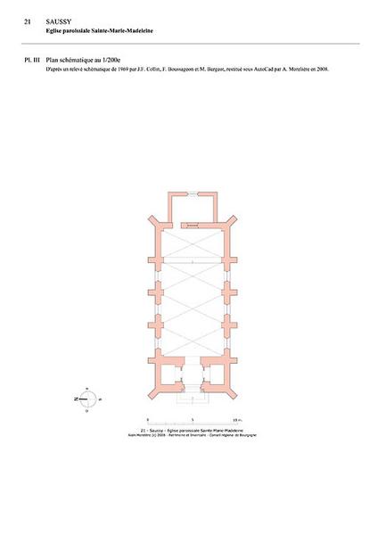 Plan schématique au 1:200e d'après un relevé au 1:100e de 1969, restitué en 2008 sous AutoCad.