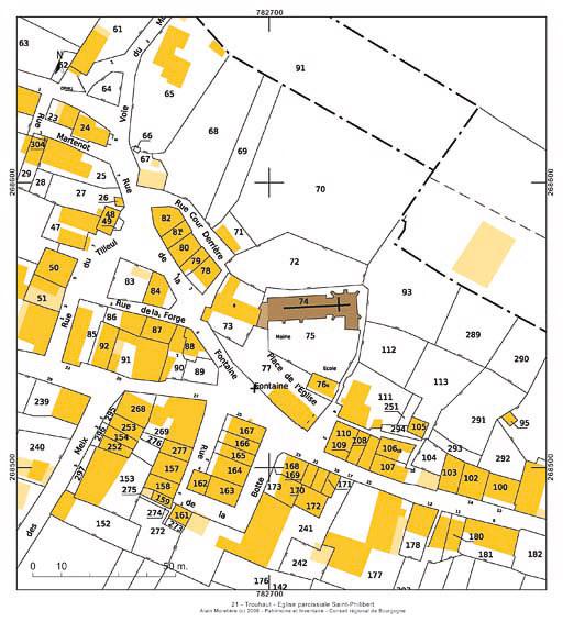 Plan de situation et plan-masse, extrait du plan cadastral au 1:1000e de 2007, section AB.