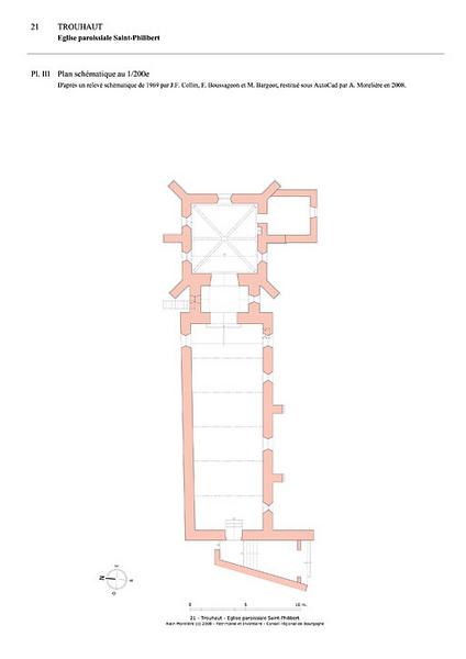 Plan schématique au 1:200e d'après un relevé au 1:100e de 1972, restitution sous Autocad.