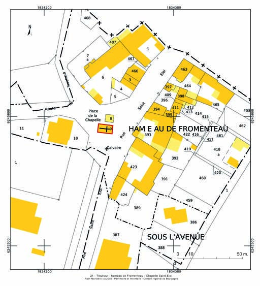 Plan de situation et plan-masse, extrait du plan cadastral au 1:1000e de 2007, section OB.