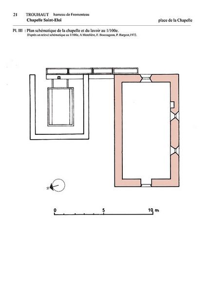 Plan schématique au 1:100e, d'après un relevé de 1969.