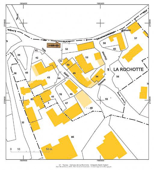 Plan de situation et plan-masse, extrait du plan cadastral au 1:2000e de 2007, agrandi au 1:1000e, section AC.
