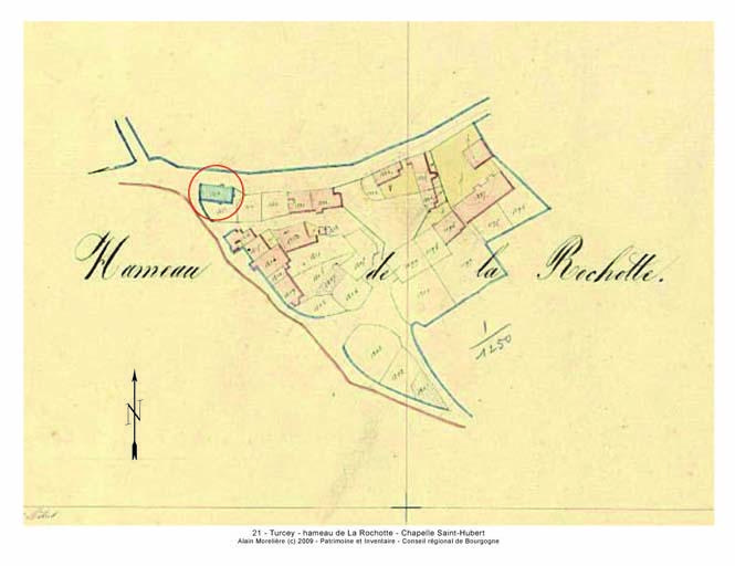 Plan de situation et plan-masse, extrait du plan cadastral napoléonien de 1836, section B4.