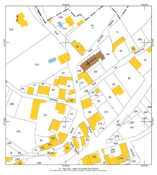 Plan de situation et plan-masse, extrait du plan cadastral au 1:1000e de 2007, section AB.