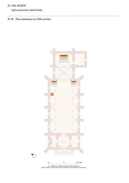 Plan schématique au 1:200e d'après un document ancien non identifié.