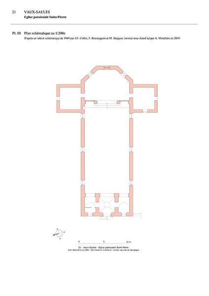 Plan schématique au 1:200e d'après un relevé de 1969, restitué sous AutoCad en 2009.