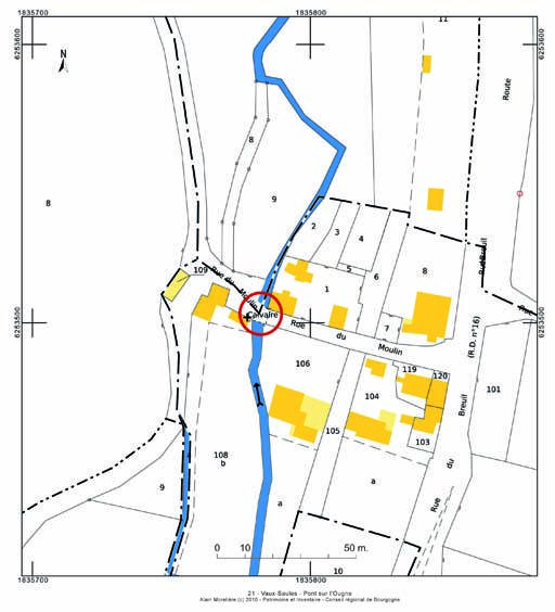 Plan de situation, extrait du plan cadastral au 1:1000e de 2007, section AA.