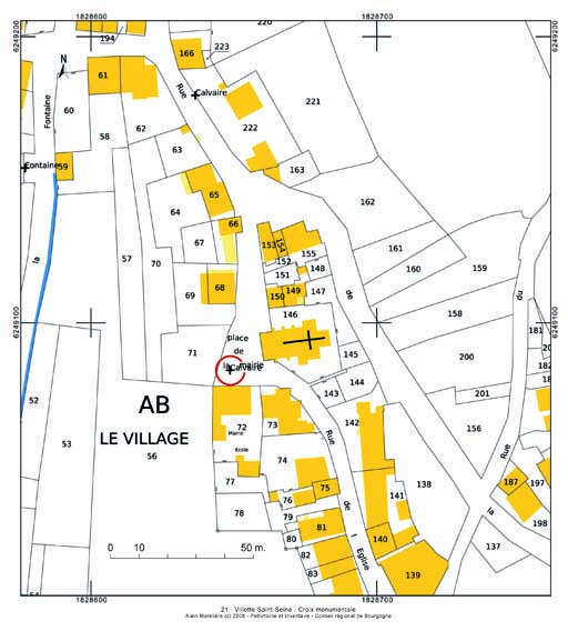 Plan de situation, extrait du plan cadastral au 1:1000e de 2007, section AB.