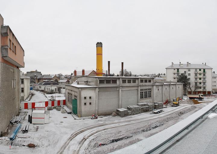Vue d'ensemble vers le Nord-Est du bâtiment de la chaufferie.