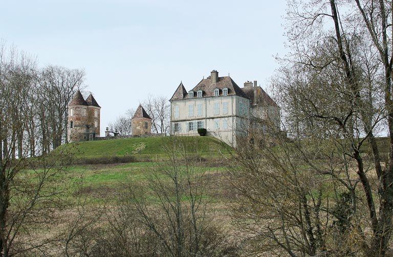 Le château de Loisy vu de la rive gauche de la Seille.