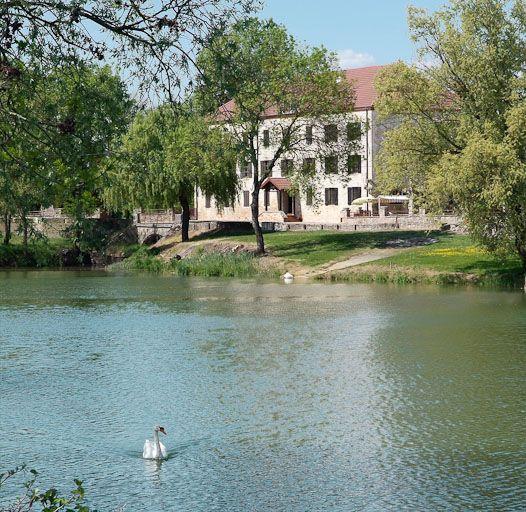 Moulin vu de la rive gauche de la Seille.