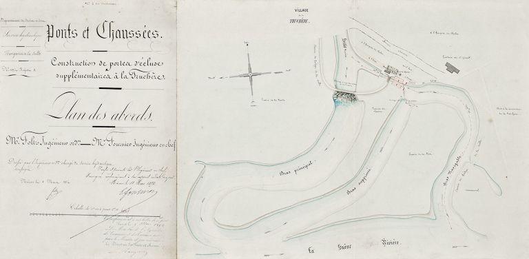 Construction de portes d'écluse supplémentaires à La Truchère, plan des abords.