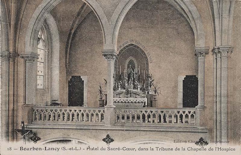 18 - BOURBON-LANCY (S.-et-L.) - Autel du Sacré-Coeur, dans la Tribune de la Chapelle de l'Hospice (Edition Chandioux, Imprimeur).