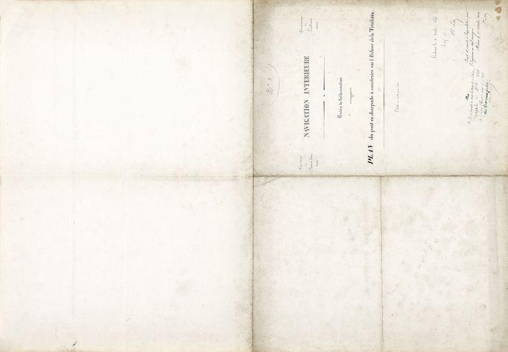 'Plan du pont en charpente à construire sur l'écluse de la Truchère', par l'ingénieur ordinaire Ch. Lattre, le 3 octobre 1846. Page de garde.