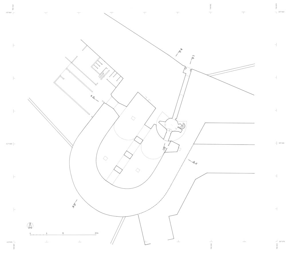 Grosse tour boulevard, improprement appelé bastion de l'Hôtel-Dieu : plan du niveau inférieur.