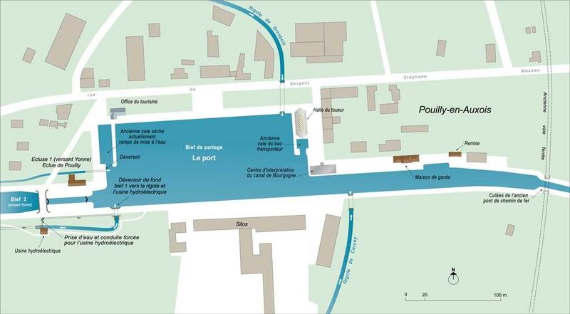 Plan schématique du port de Pouilly-en-Auxois.