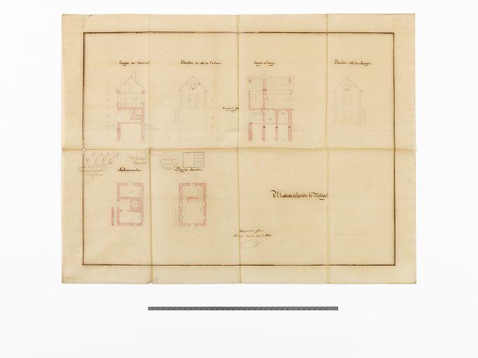 'Maison éclusière de Mingot'. Plan, coupe et élévation.