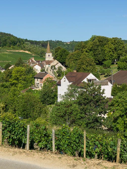 Vue générale de l'église et du village.