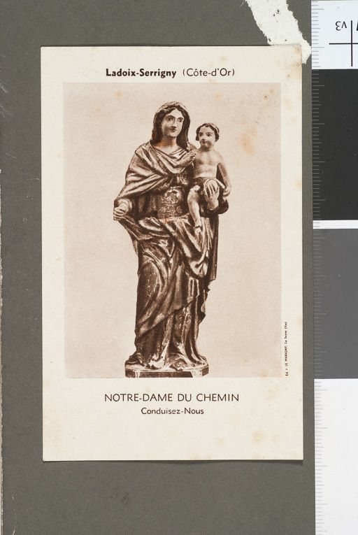 Image de dévotion représentant la statue disparue de Notre-Dame du Chemin. (collection particulière)