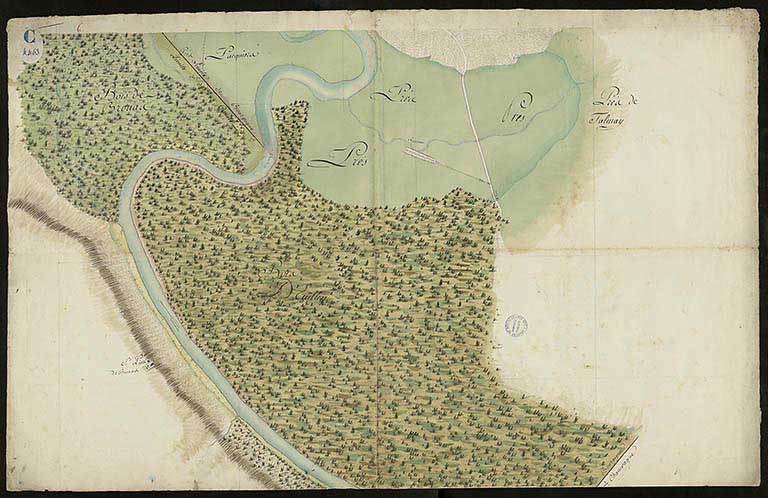 Plan n°2 du cours de la Saône, le long des bois de Talmay et de la Franche-Comté.