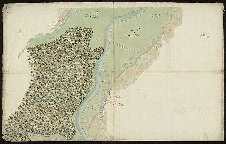 Plan n°3 du cours de la rivière sur les territoire de Heuilley. ; Plan n°3 du cours de la rivière sur le territoire d'Heuilley.