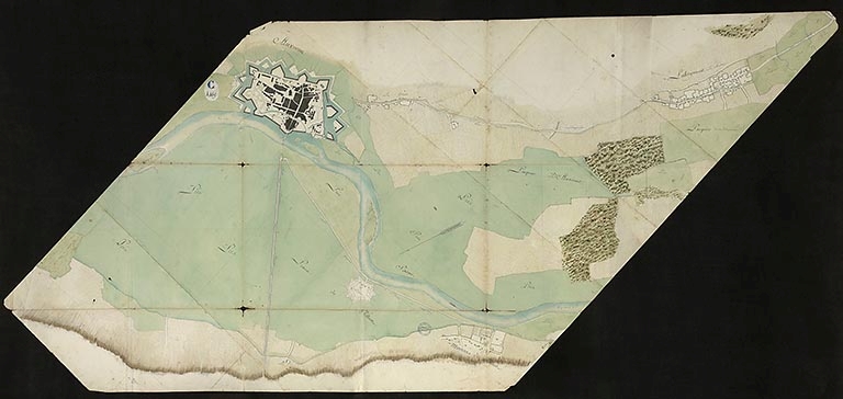 Plan n°8 du cours de la rivière sur les territoires d'Auxonne et de Labergement. ; Plan n° 8 du cours de la rivière sur les territoires d'Auxonne et de Labergement. 1785.