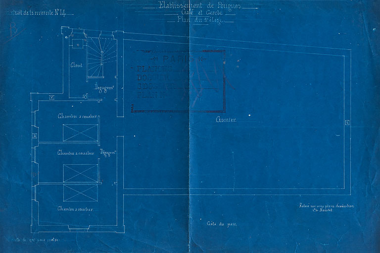 Cercle, plan du deuxième étage (chambres et grenier).